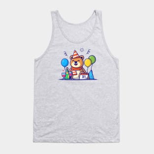 Happy New Year Cartoon Vector Icon Illustration Tank Top